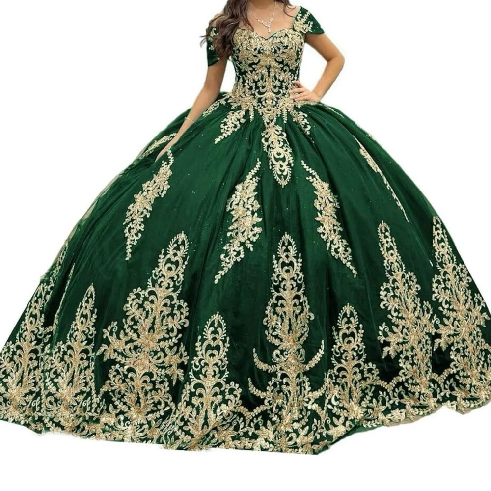 Elegant Green and Gold Women's Dress